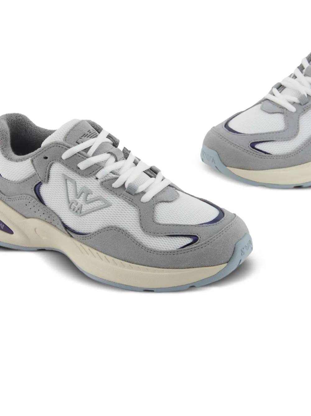 Emporio Armani eagle-logo mesh sneakers Grey