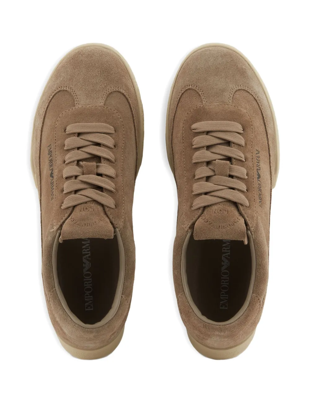 Emporio Armani suede lace-up sneakers Brown