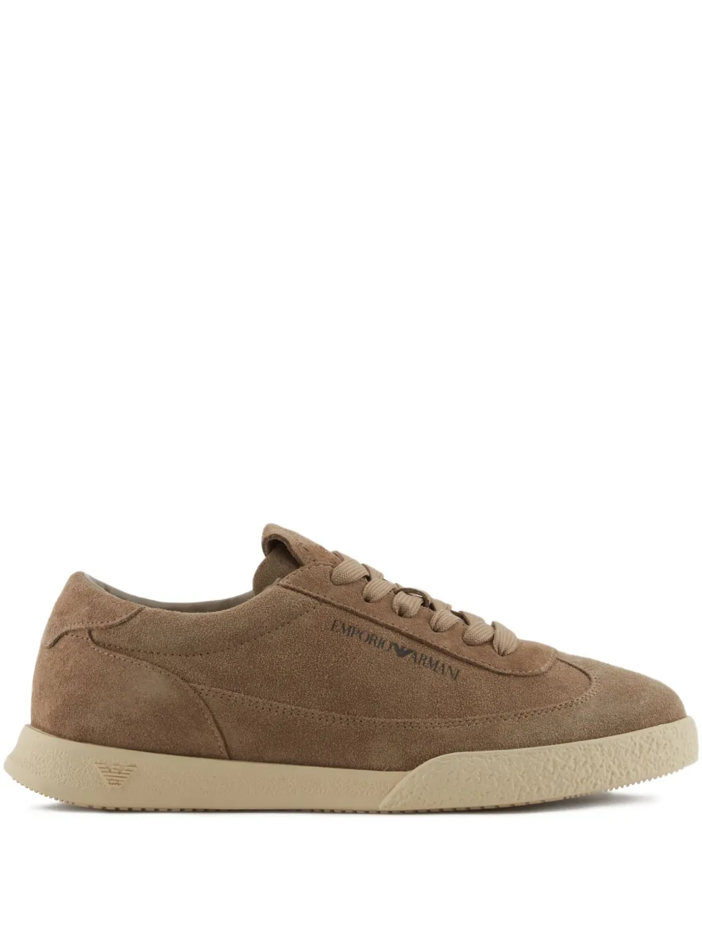 Emporio Armani suede lace-up sneakers Brown