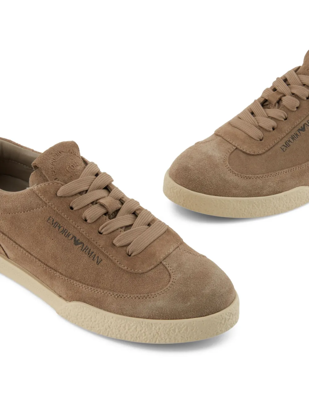 Emporio Armani suede lace-up sneakers Brown