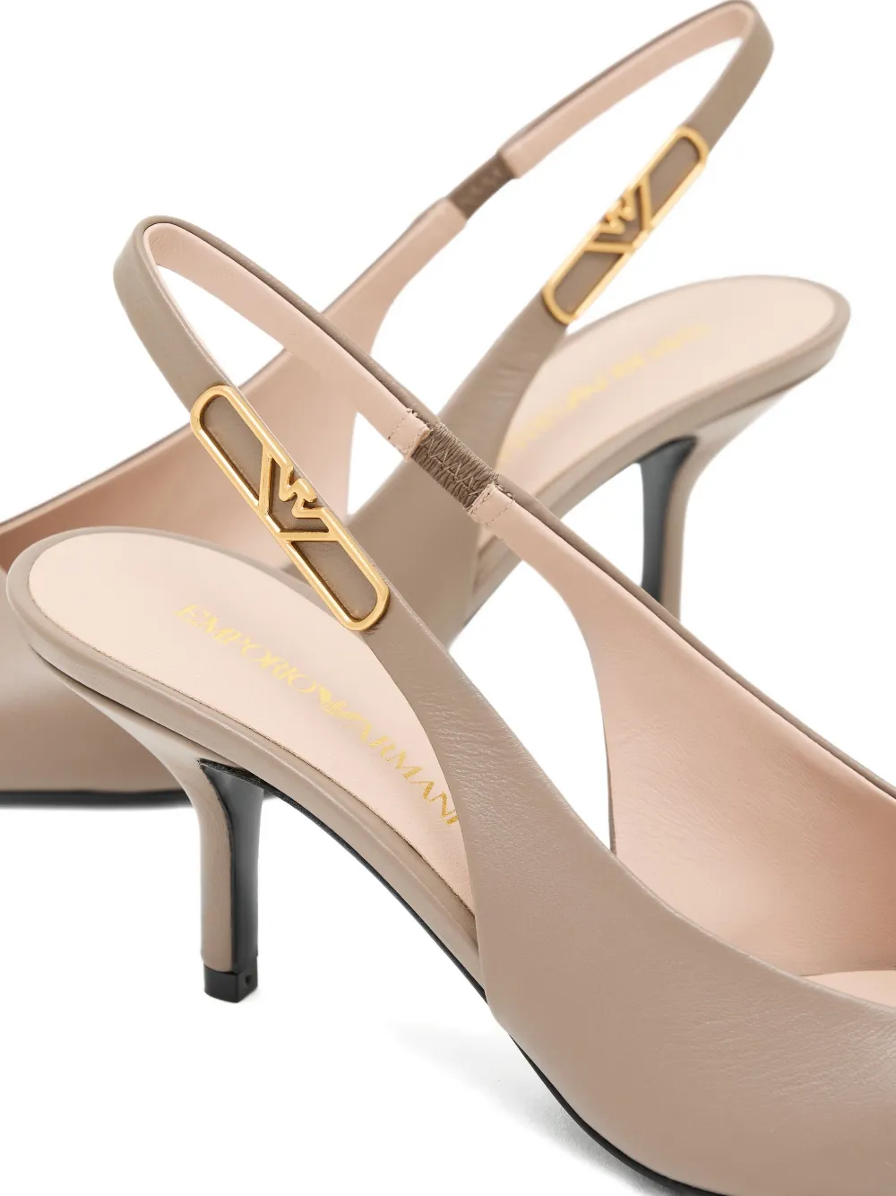 Emporio Armani 65 mm slingback pumps met puntige neus Beige