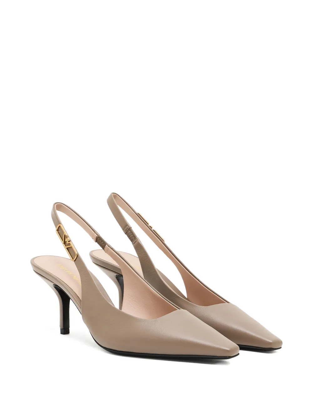 Emporio Armani 65 mm slingback pumps met puntige neus Beige