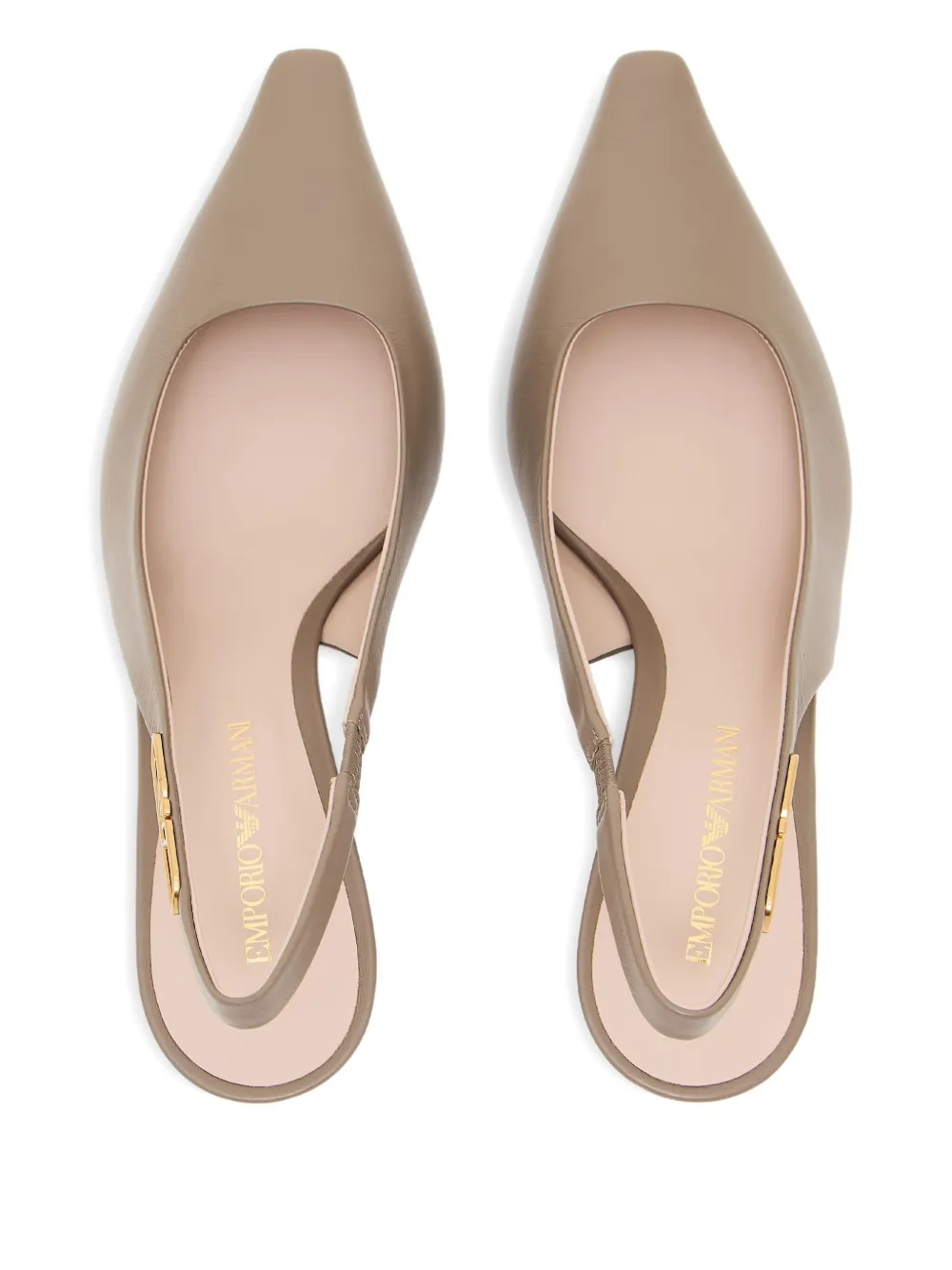 Emporio Armani 65 mm slingback pumps met puntige neus Beige