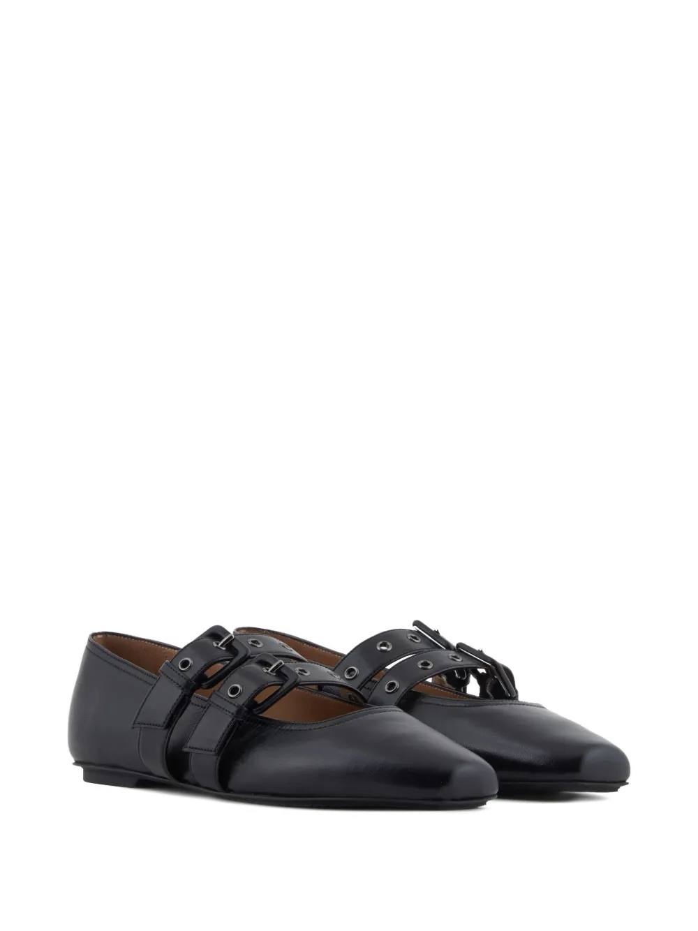 Emporio Armani buckle-strap ballet flats Black