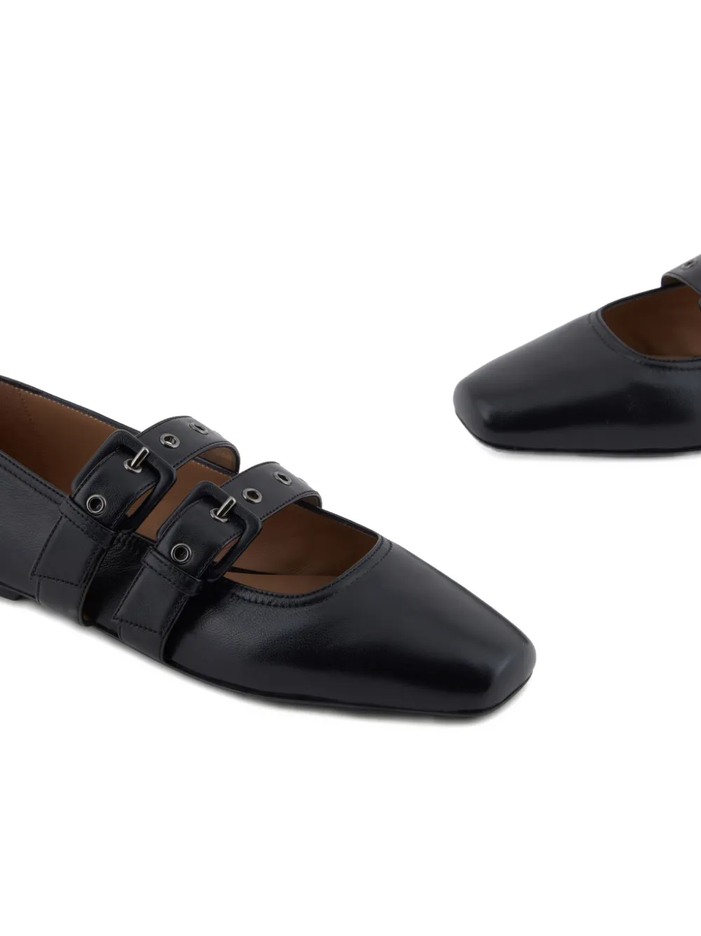 Emporio Armani buckle-strap ballet flats Black