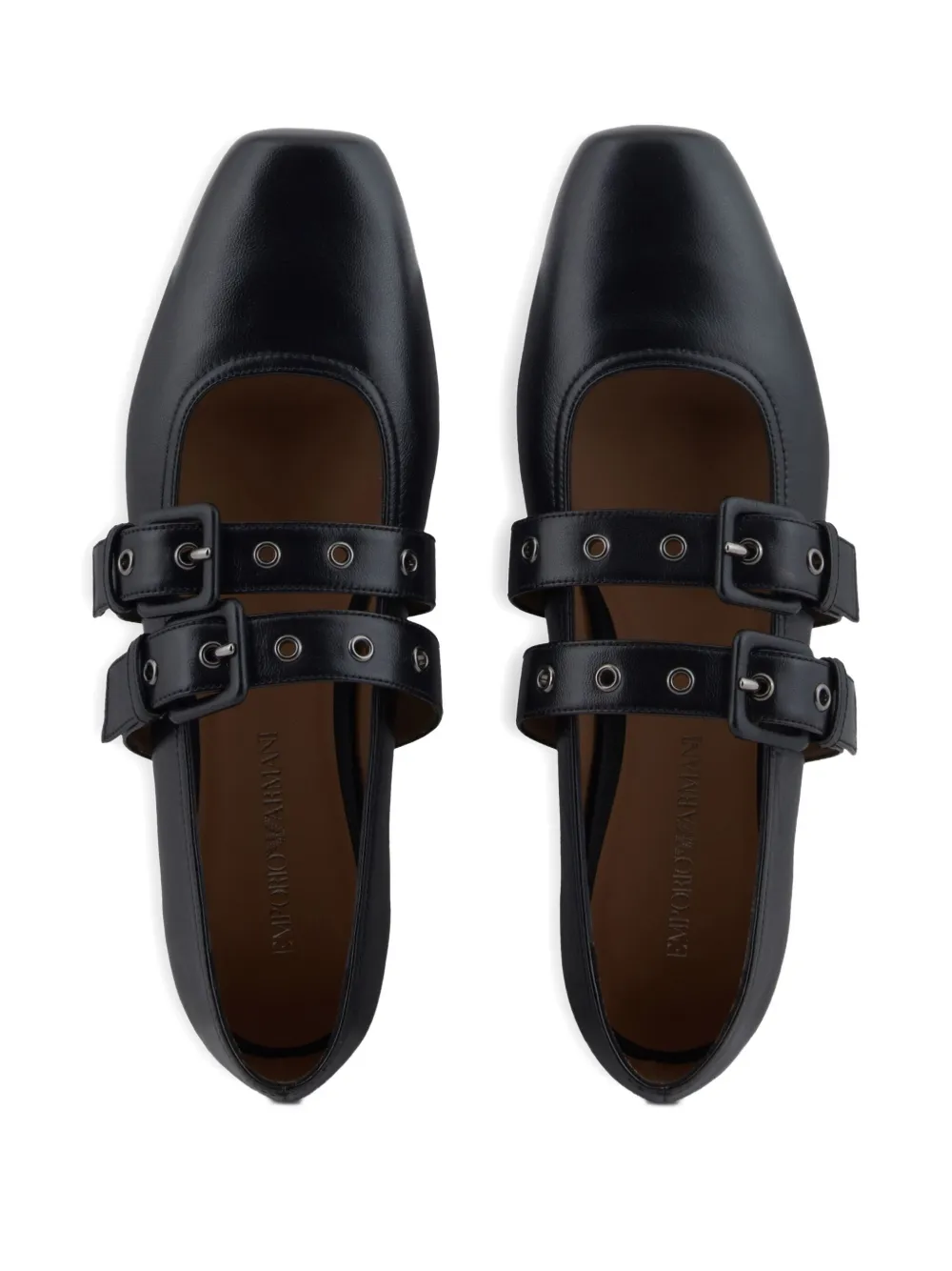 Emporio Armani buckle-strap ballet flats Black
