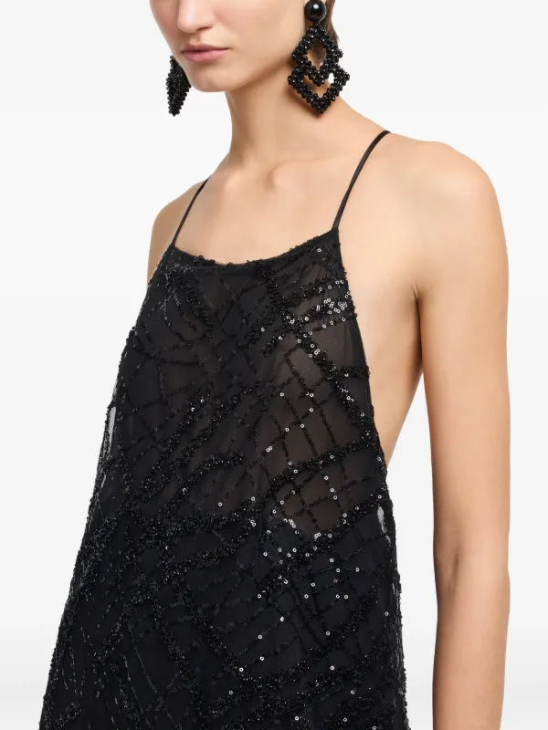 blue dress for baby girl Black Sequin Backless Dress