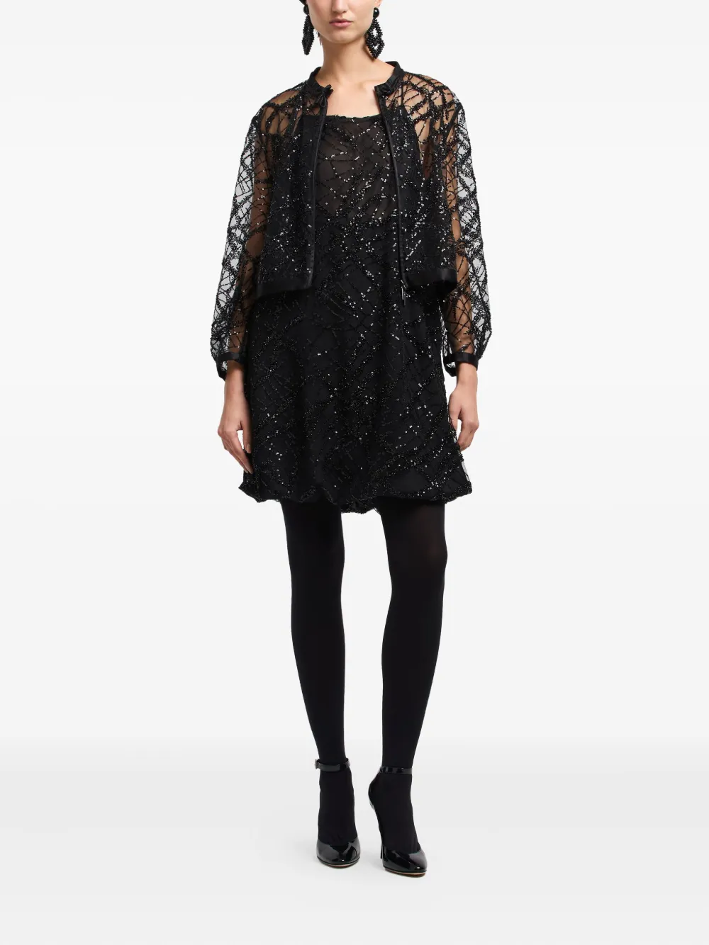 Emporio Armani Sequin-embellished Backless Mini Dress In Black