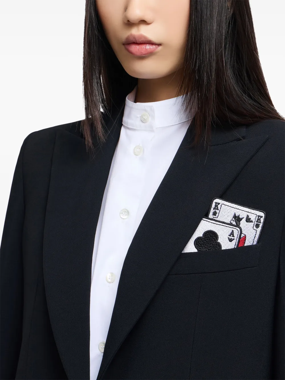 Emporio Armani Playing Card-patch Pocket Blazer In Black