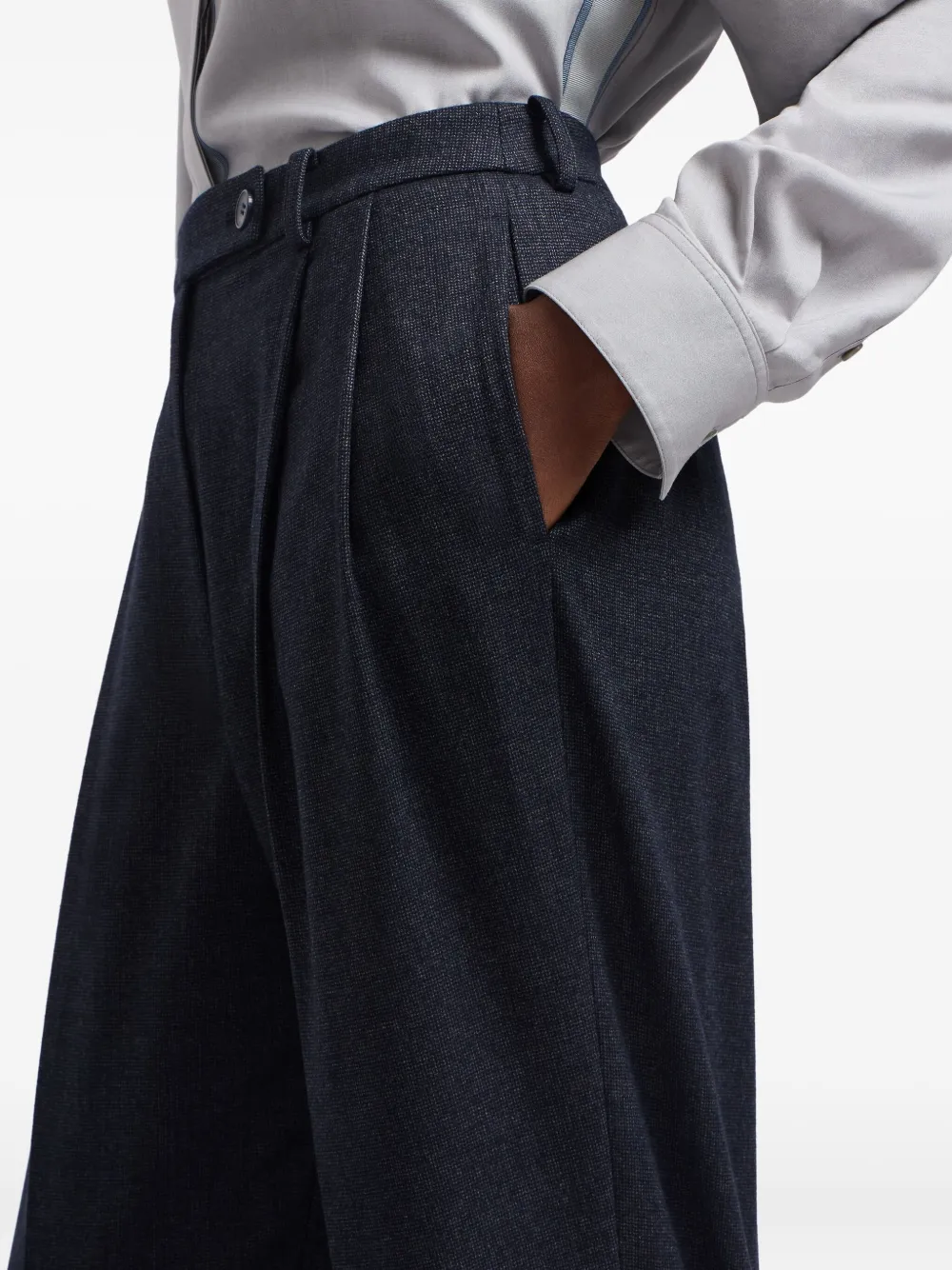 Emporio Armani Broek met geplooide voorkant Blauw