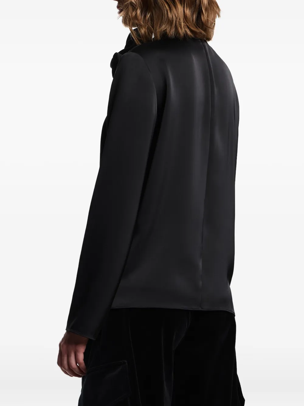 Emporio Armani Ruffled High-neck Blouse In Black
