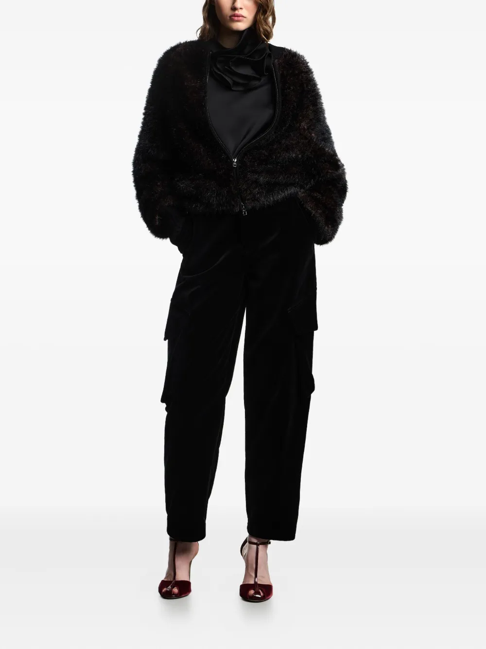 Emporio Armani Blouse met ruches - Zwart
