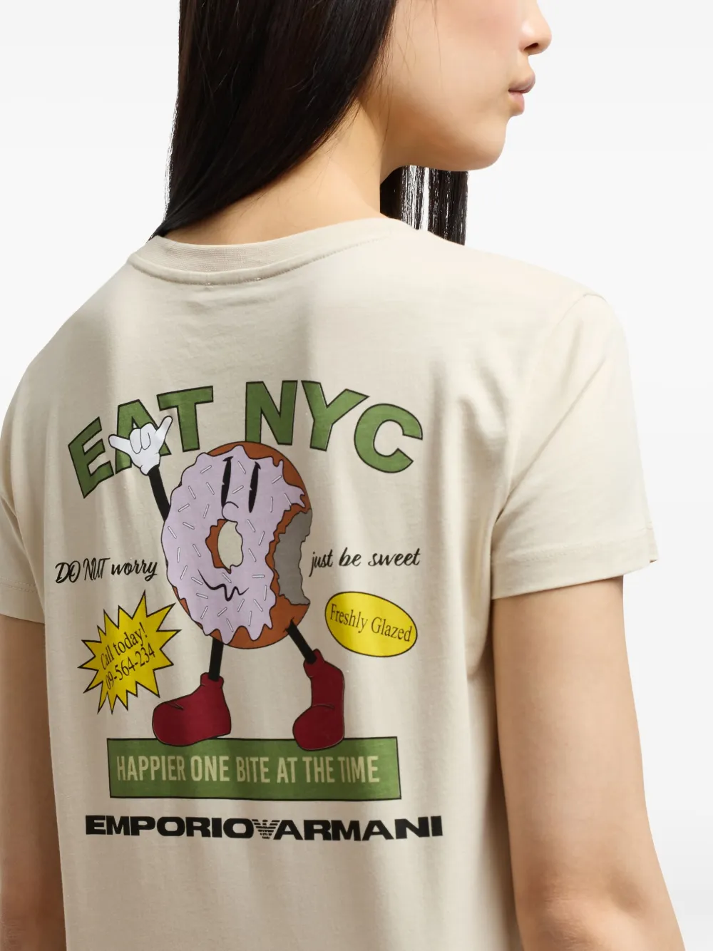 Emporio Armani New York Capsule Collection Oversized Printed Jersey T-shirt In Neutral