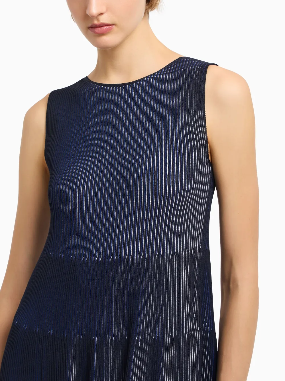 Emporio Armani Knitted Sleeveless Mini Dress In Black