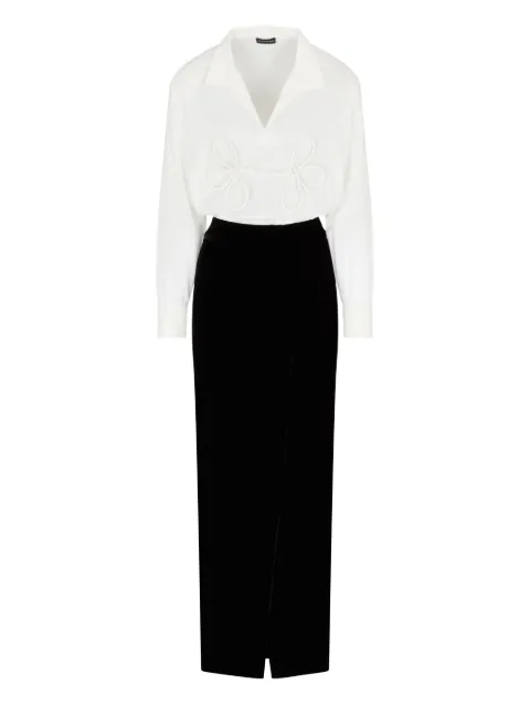 Emporio Armani bow-detail velvet dress