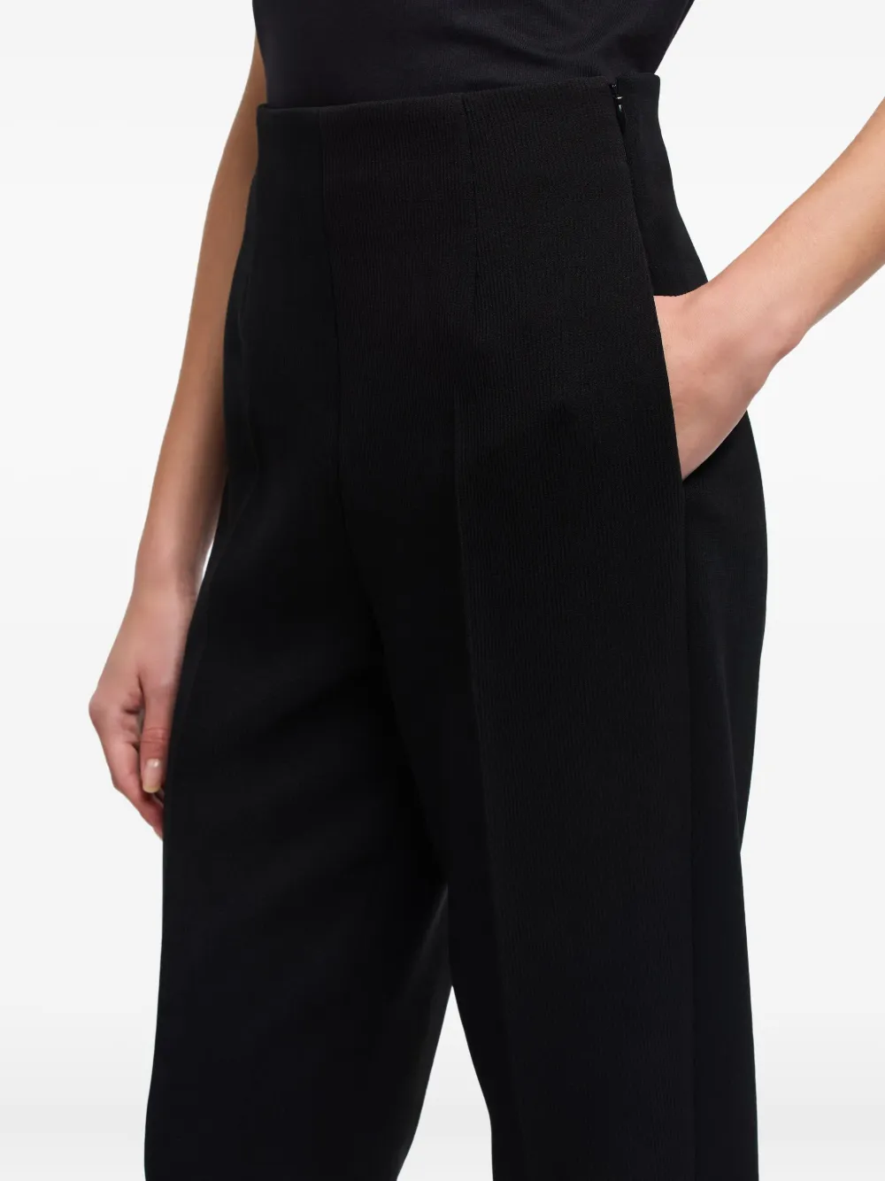 Emporio Armani High-waisted Pants With Embossed Logo Detail In Black