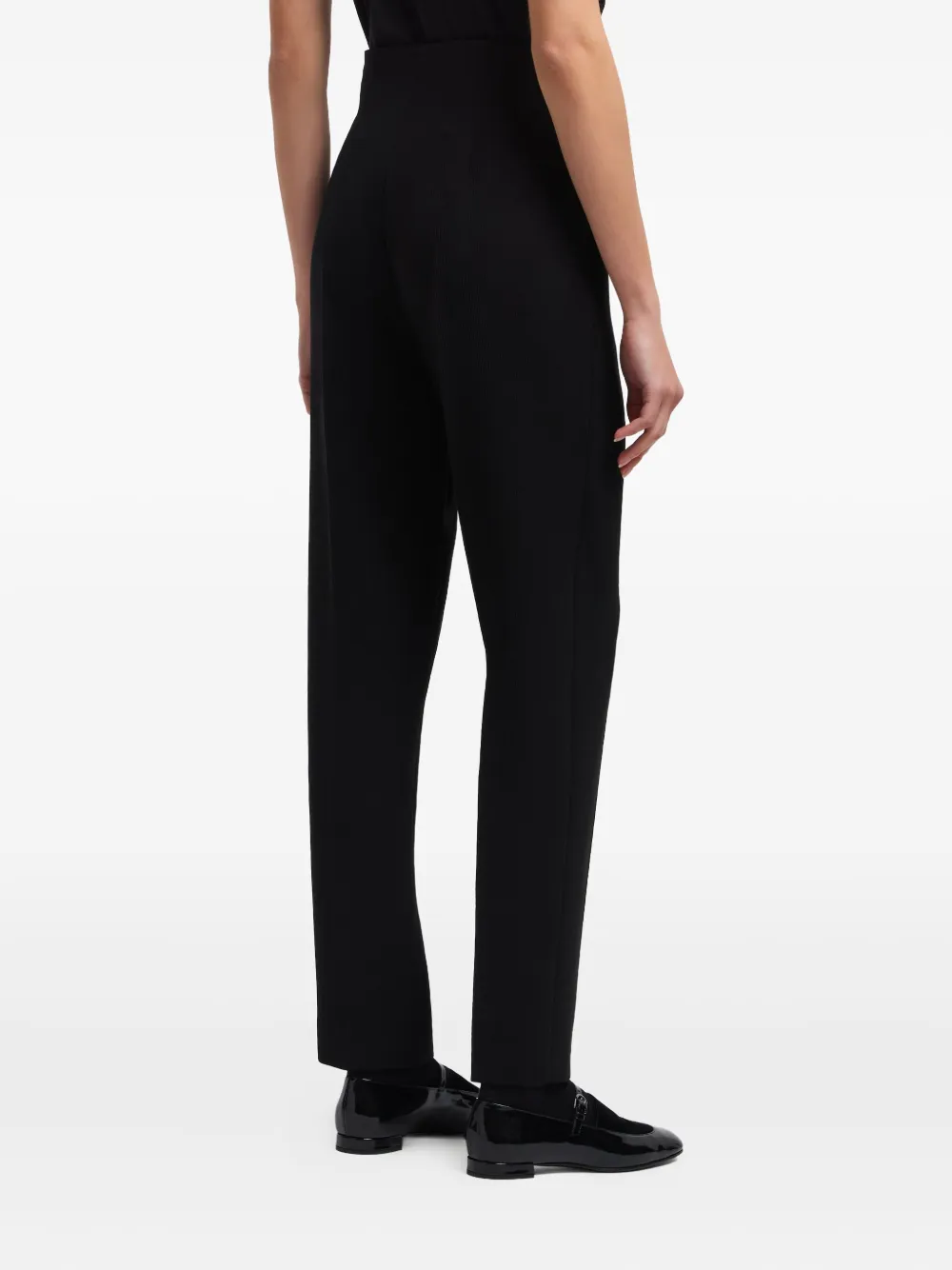 Emporio Armani High-waisted Pants With Embossed Logo Detail In Black