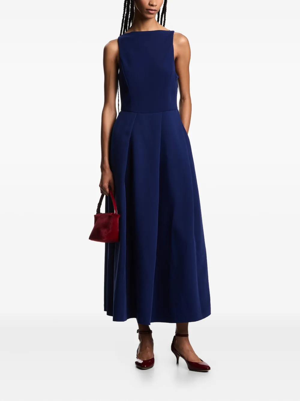 Emporio Armani Geplooide mouwloze maxi-jurk - Blauw