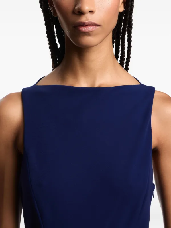 Emporio Armani Pleated Sleeveless Maxi Dress | Blue | FARFETCH