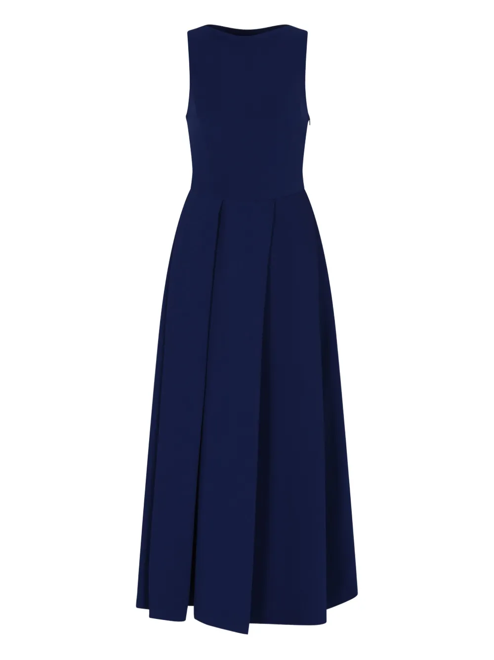 pleated sleeveless maxi dress