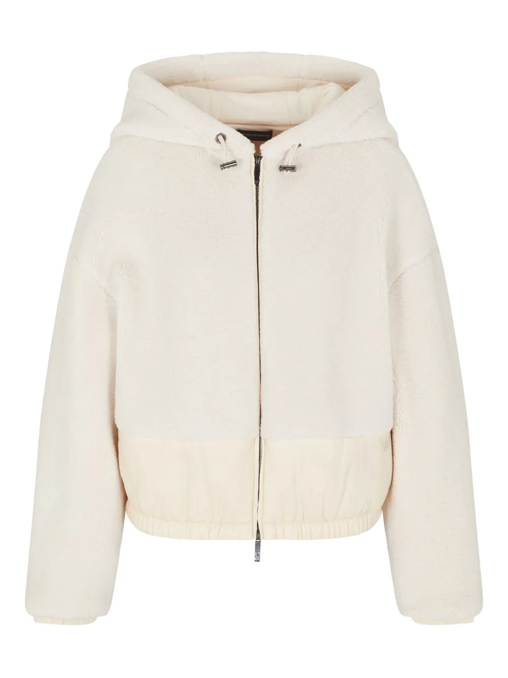 Emporio Armani Fleece-texture Hooded Jacket In White