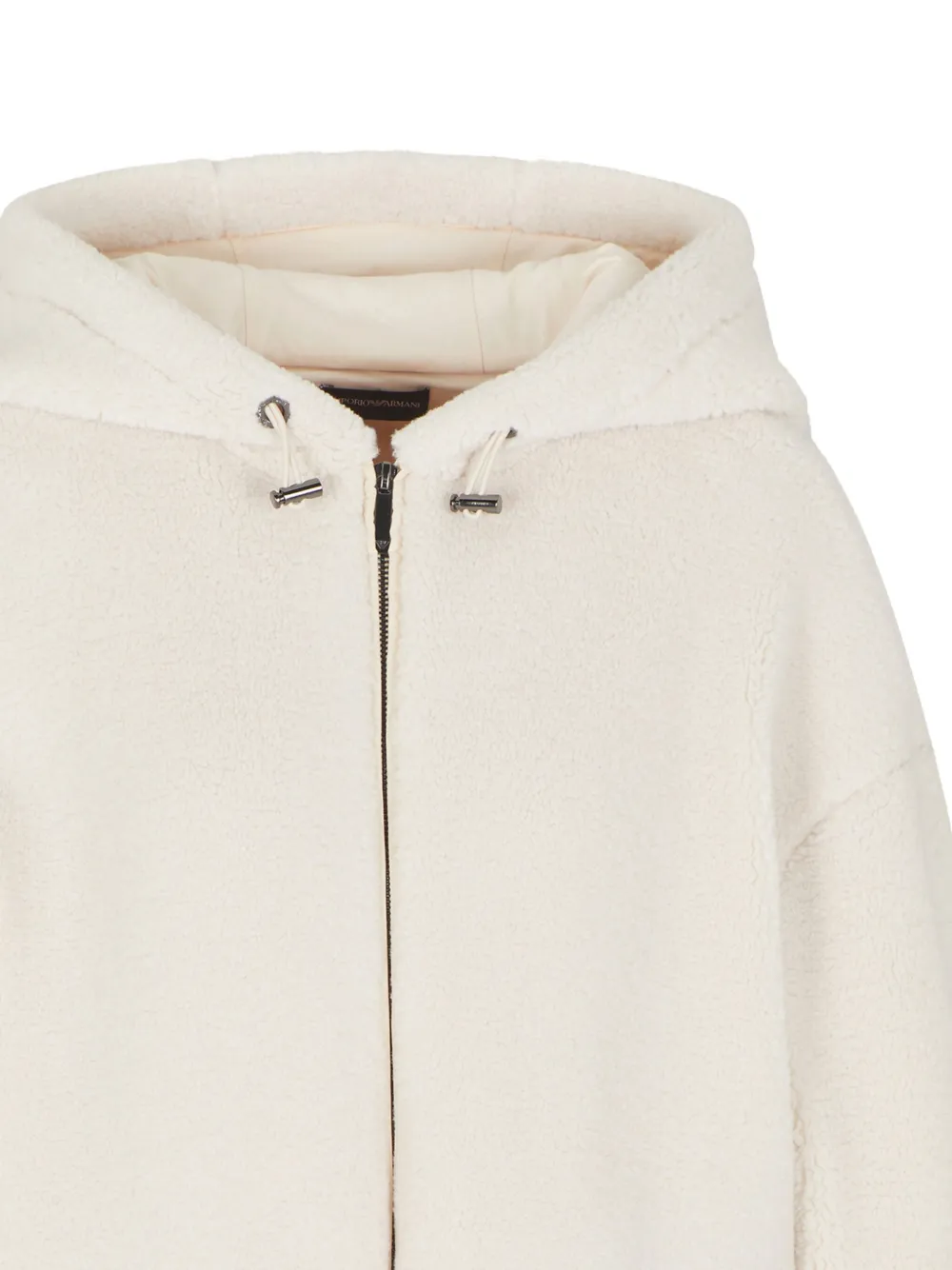 Emporio Armani Fleece-texture Hooded Jacket In White