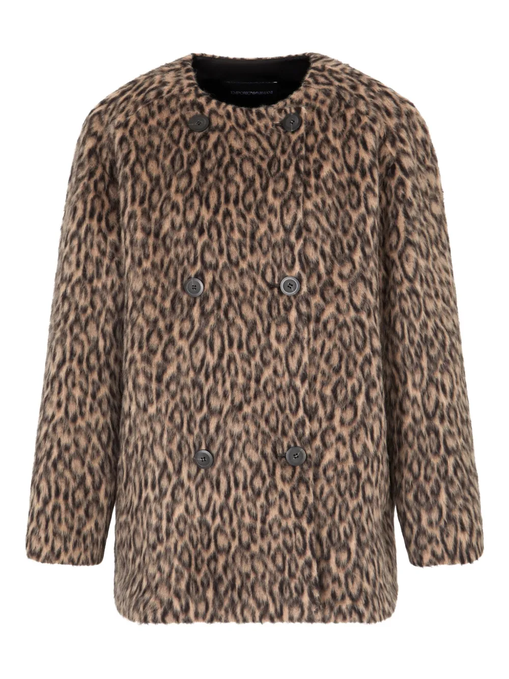 Emporio Armani leopard print double-breasted coat | Brown | Image 1