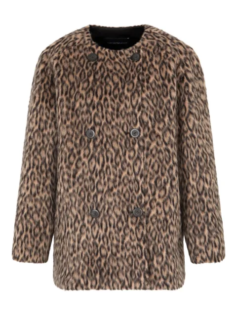 Emporio Armani leopard print double-breasted coat