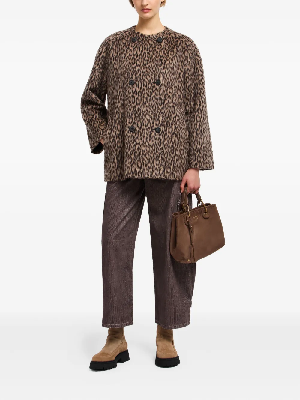 Emporio Armani leopard print double-breasted coat | Double Breasted & Peacoats | Image 2