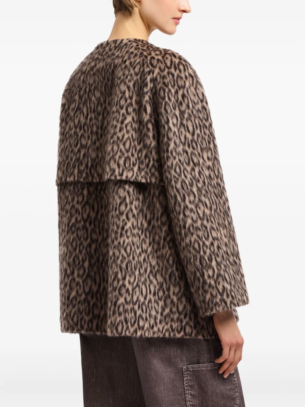 Emporio Armani Jas met luipaardprint en dubbele rij knopen Bruin