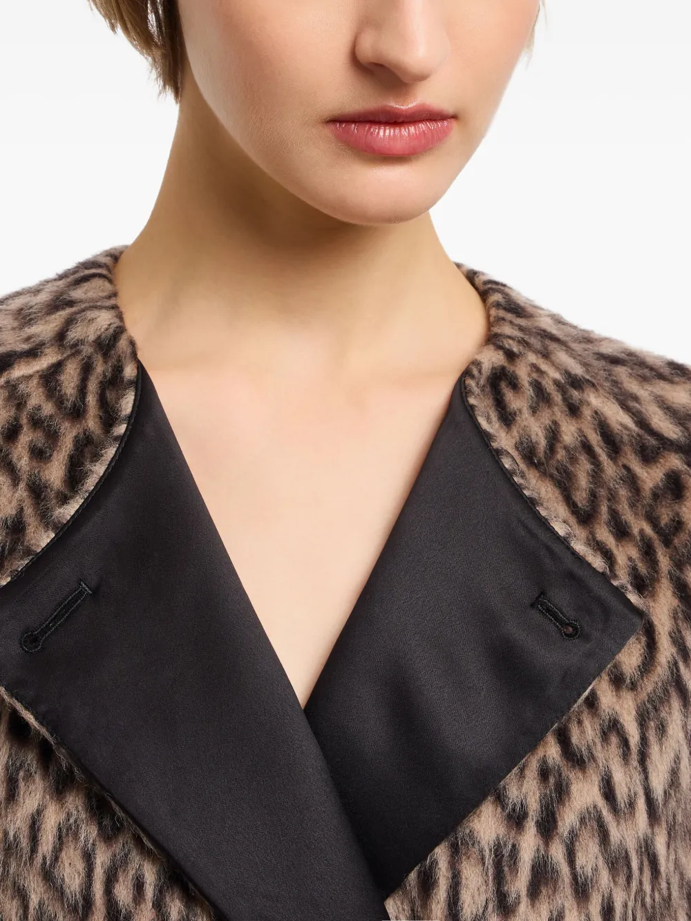 Emporio Armani Jas met luipaardprint en dubbele rij knopen Bruin