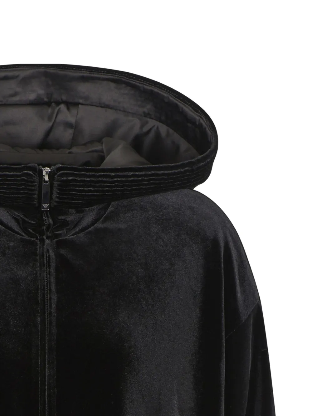 Emporio Armani Fluwelen hoodie met rits - Zwart