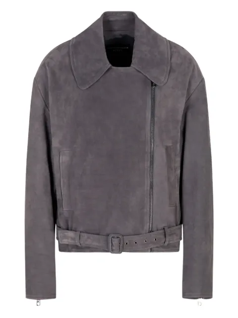 Emporio Armani belted asymmetrical-zip jacket
