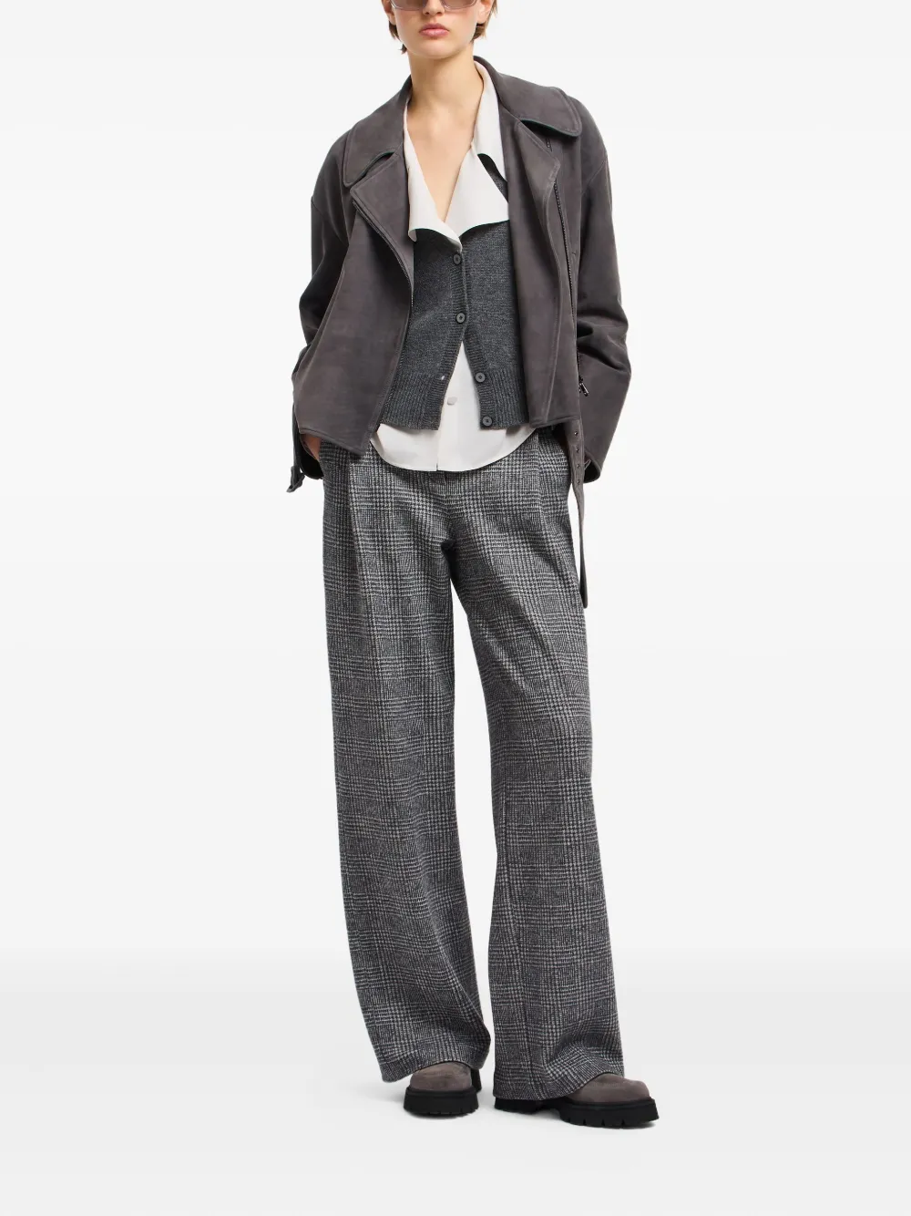 Emporio Armani belted asymmetrical-zip jacket | Leather Jackets | Image 2
