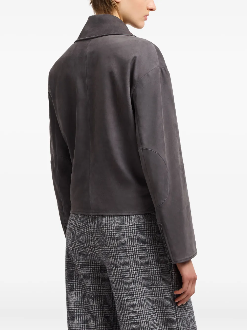 Emporio Armani Jack met asymmetrische rits en ceintuur Grijs