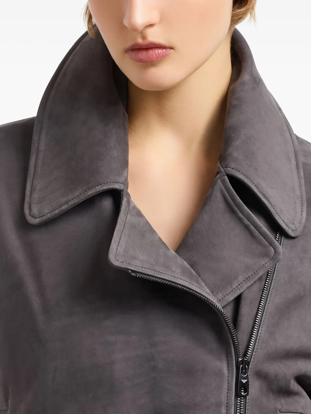Emporio Armani Jack met asymmetrische rits en ceintuur Grijs