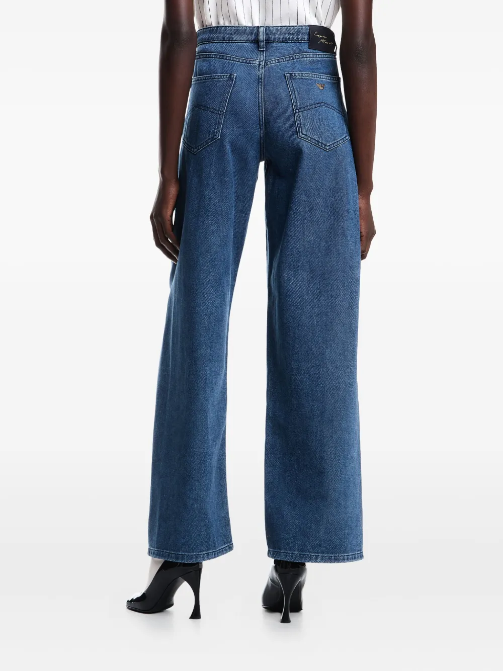 Emporio Armani Diagonal-seam Jeans In Blue