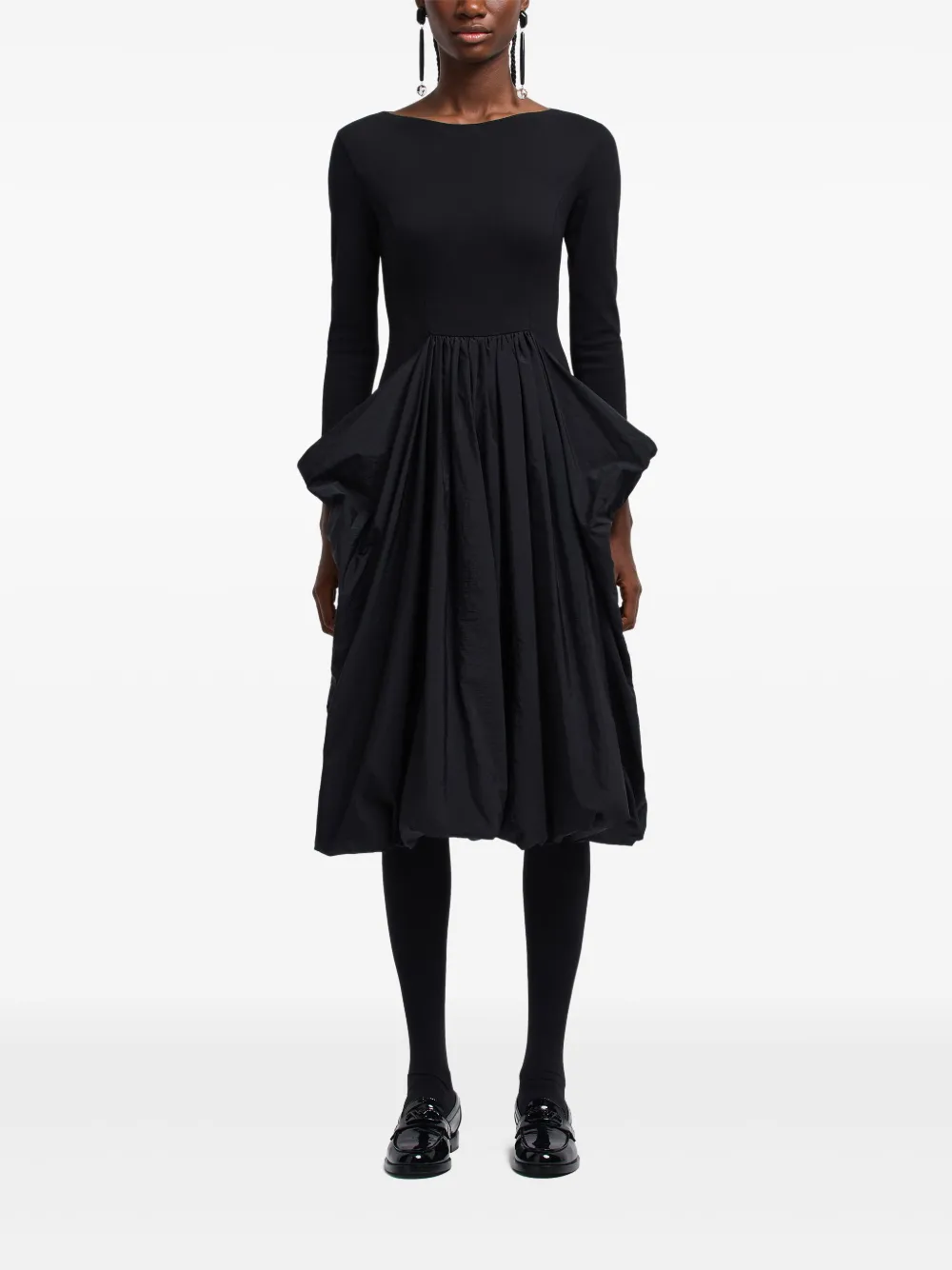 Emporio Armani Midi-jurk met gedrapeerde hals - Zwart