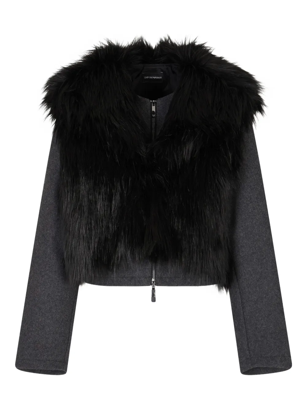 Emporio Armani faux-fur long-sleeve jacket | Grey | Image 1