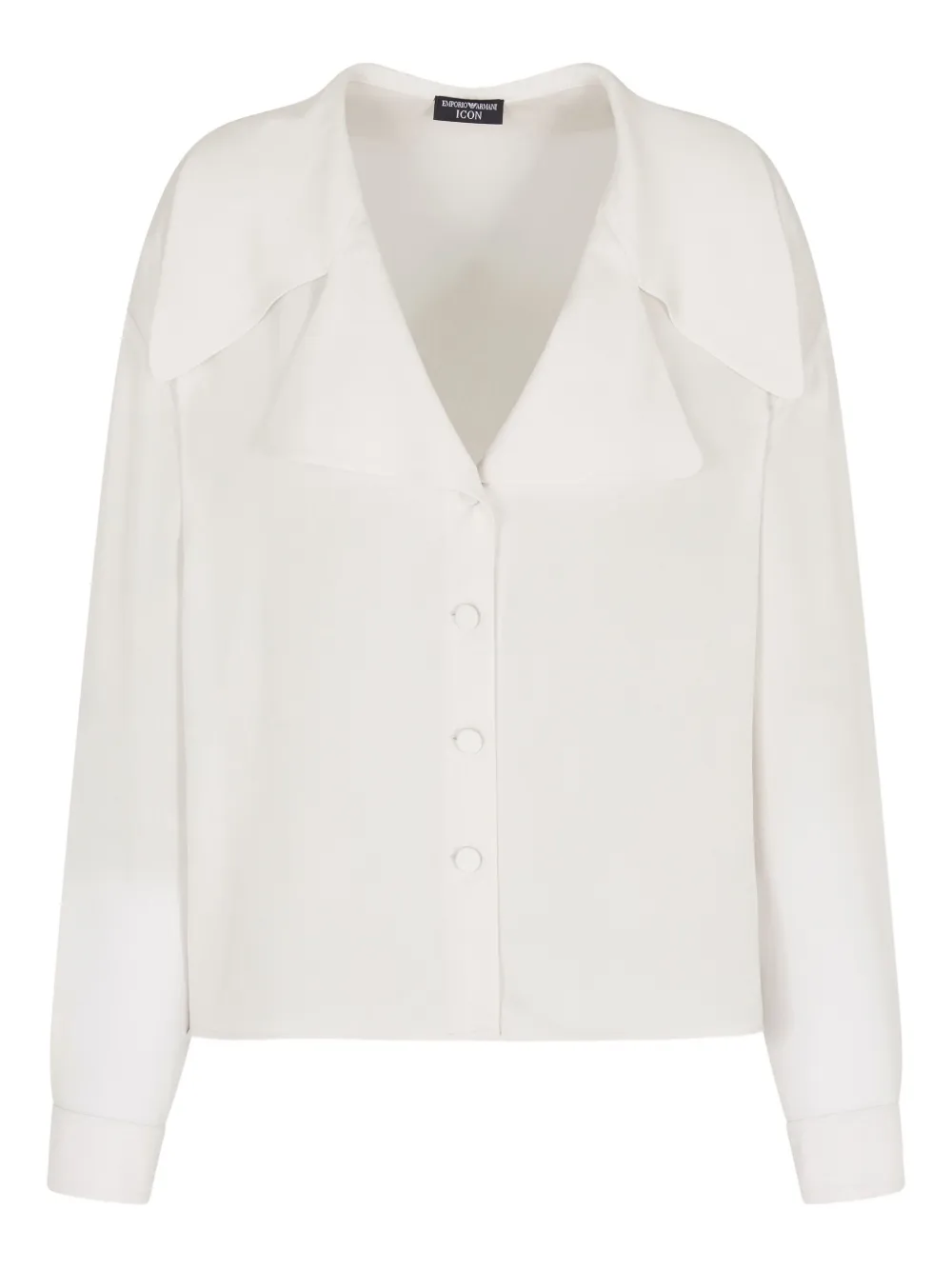 Emporio Armani Button-front Wide-collar Shirt In White