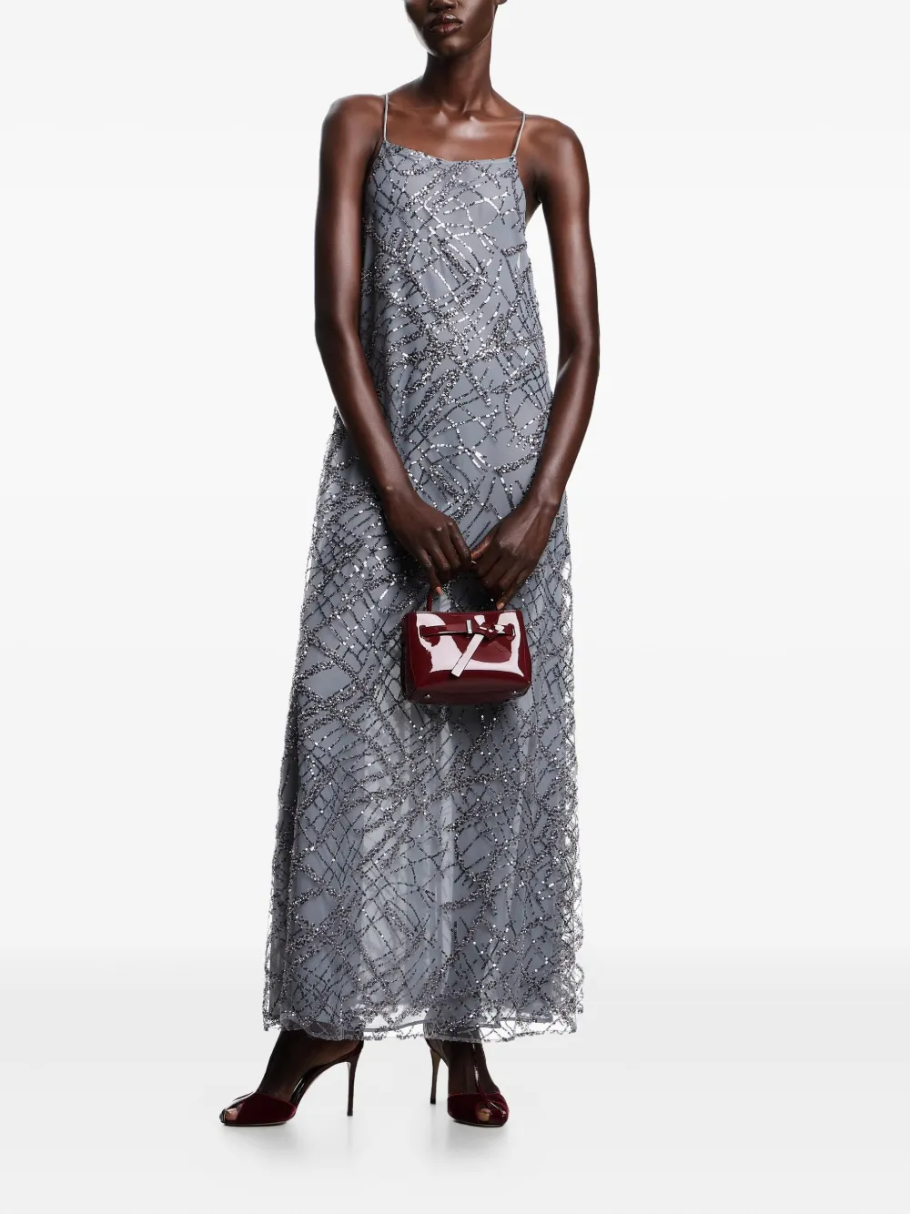 Emporio Armani Maxi-jurk verfraaid met pailletten - Zilver
