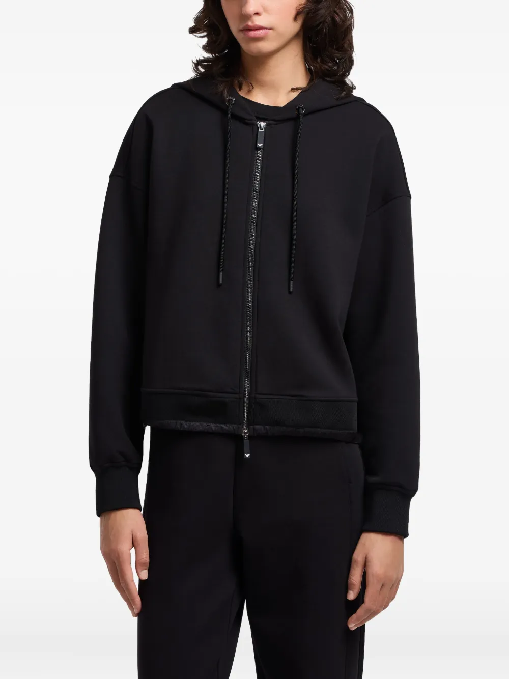 Emporio Armani Hoodie met rits en gewatteerde afwerking Zwart