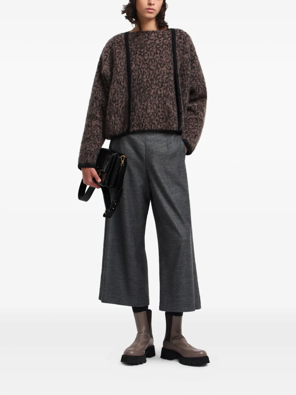 Emporio Armani Leopard-pattern Cardigan In Brown