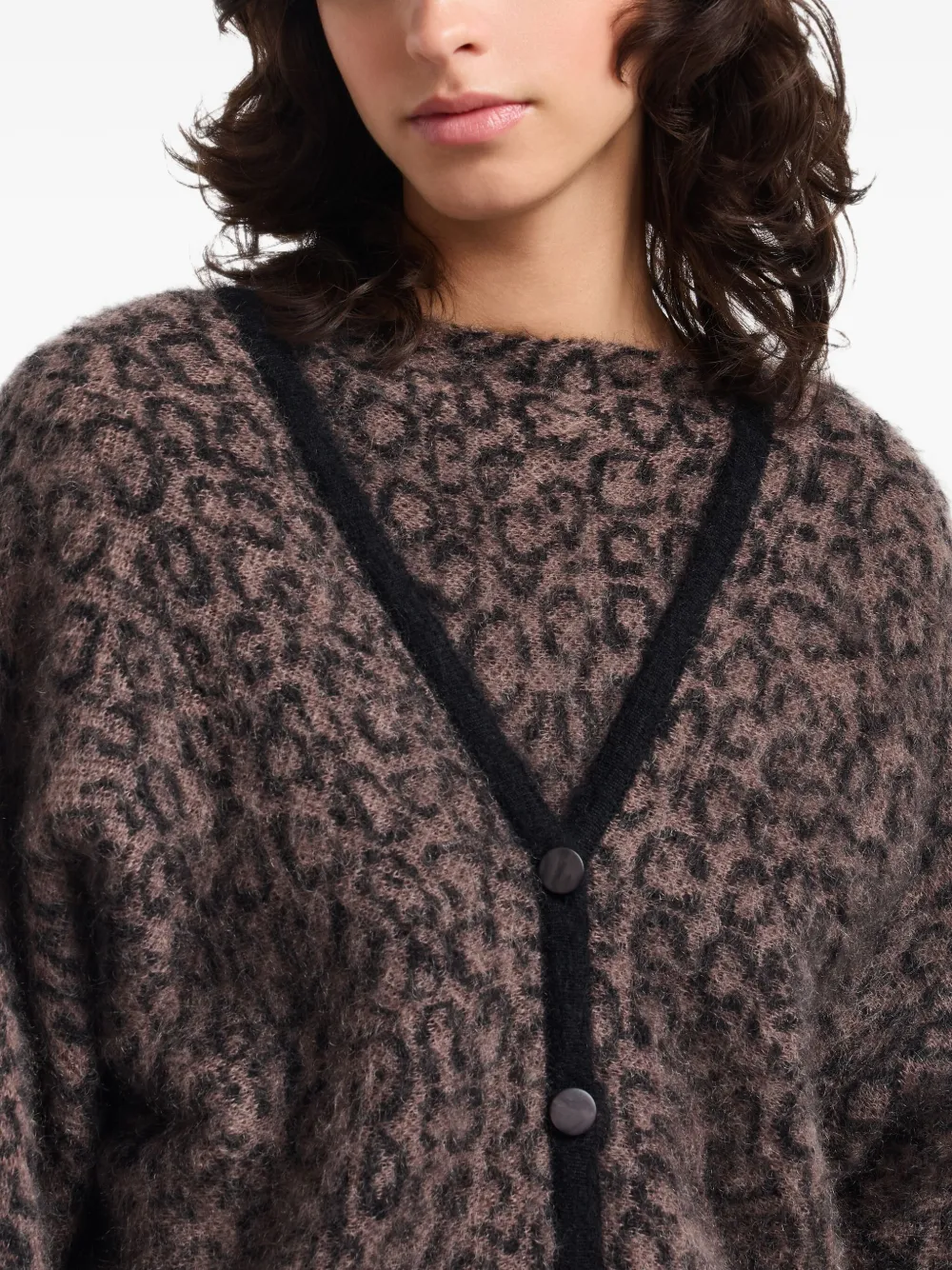 Emporio Armani Leopard-pattern Cardigan In Brown