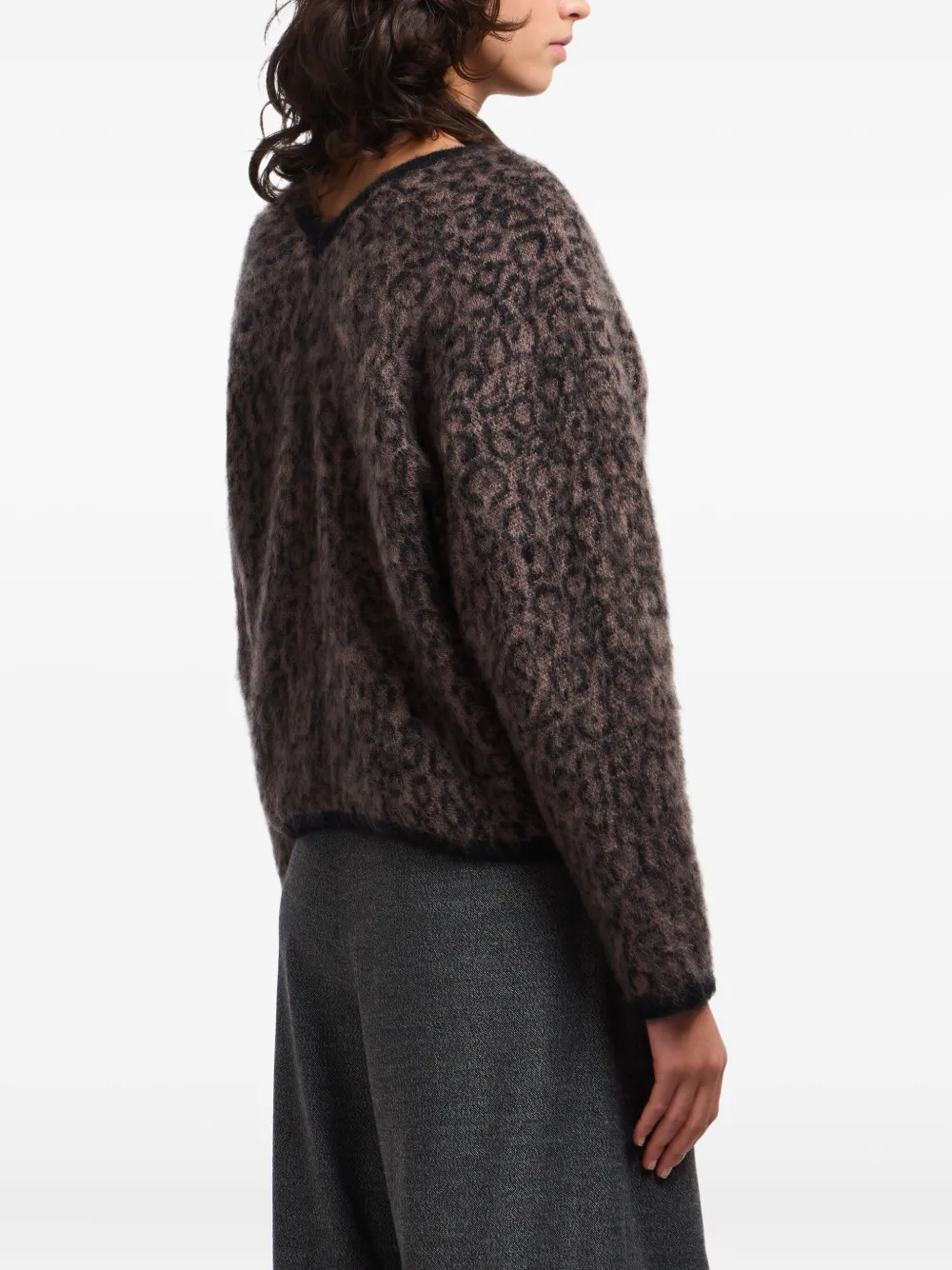 Emporio Armani Leopard-pattern Cardigan In Brown