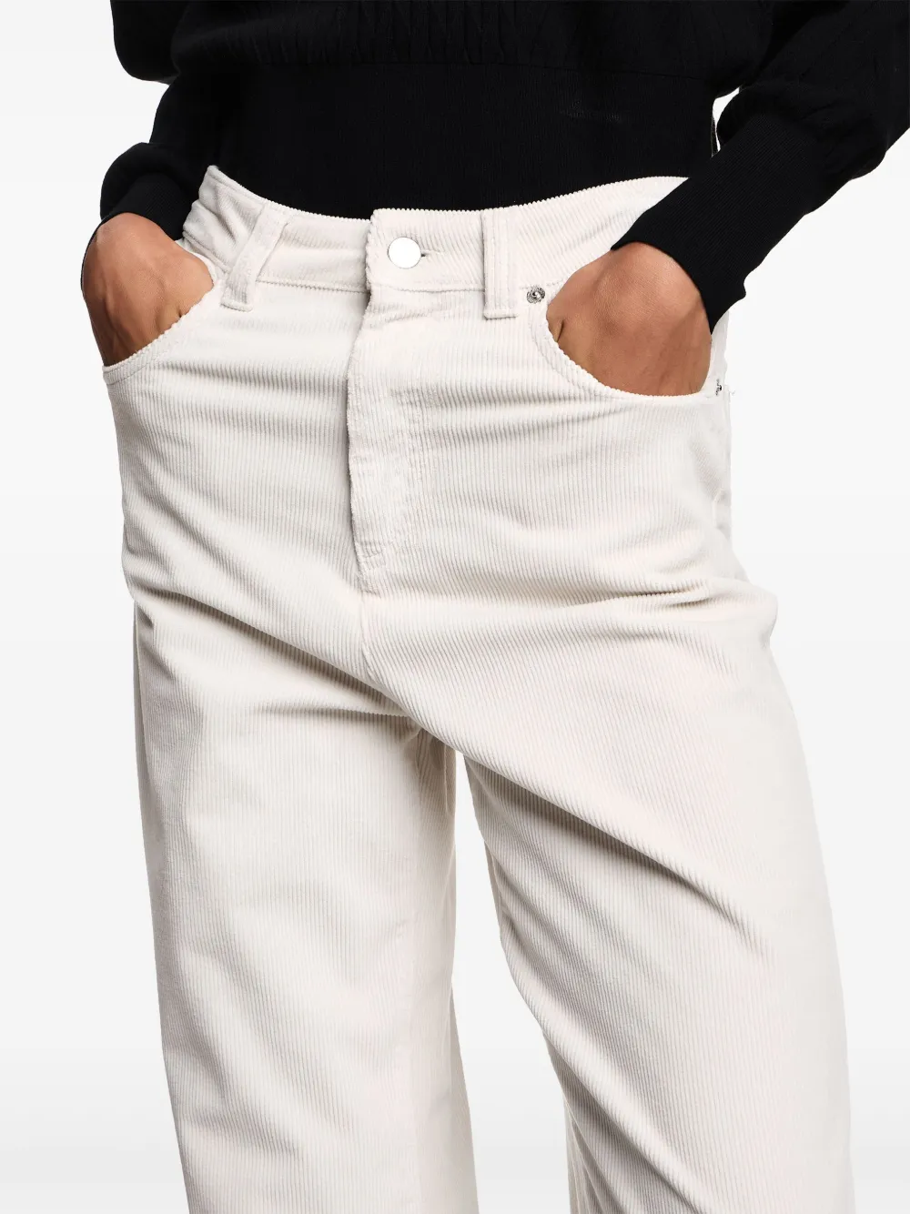 Emporio Armani Ribfluwelen broek met vijf zakken Wit