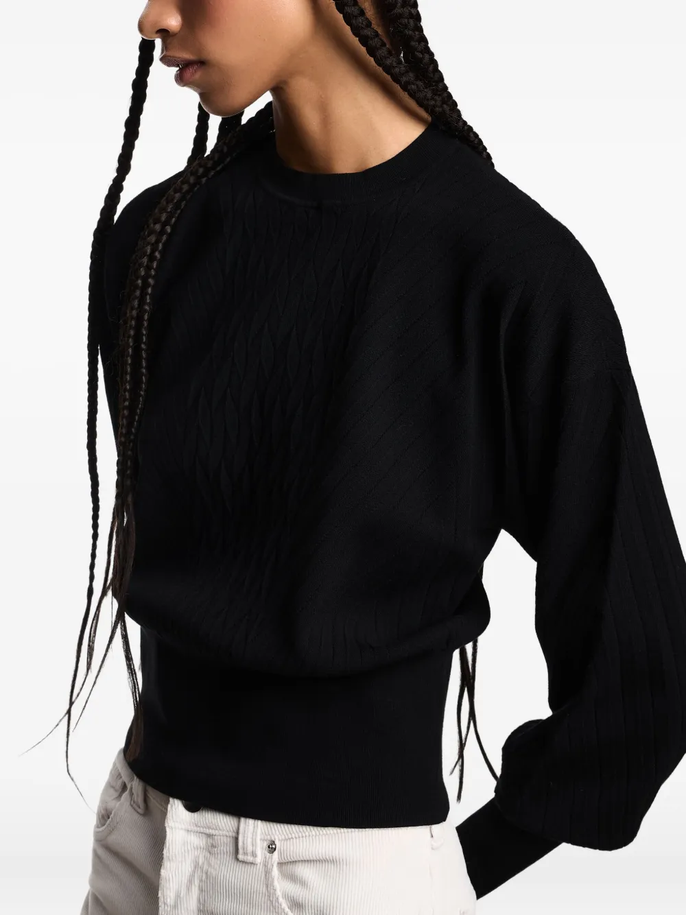 Emporio Armani Travel Essentials Capsule Collection Viscose-blend Jumper With An Embossed Motif In Black
