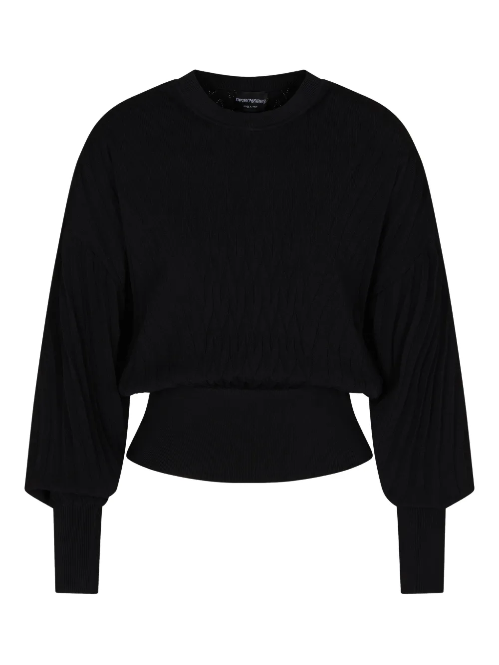 Emporio Armani Travel Essentials Capsule Collection Viscose-blend Jumper With An Embossed Motif In Black