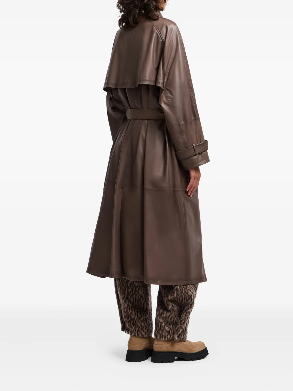 Emporio Armani Stylish Raincoat Featuring Belted Waist In Brown