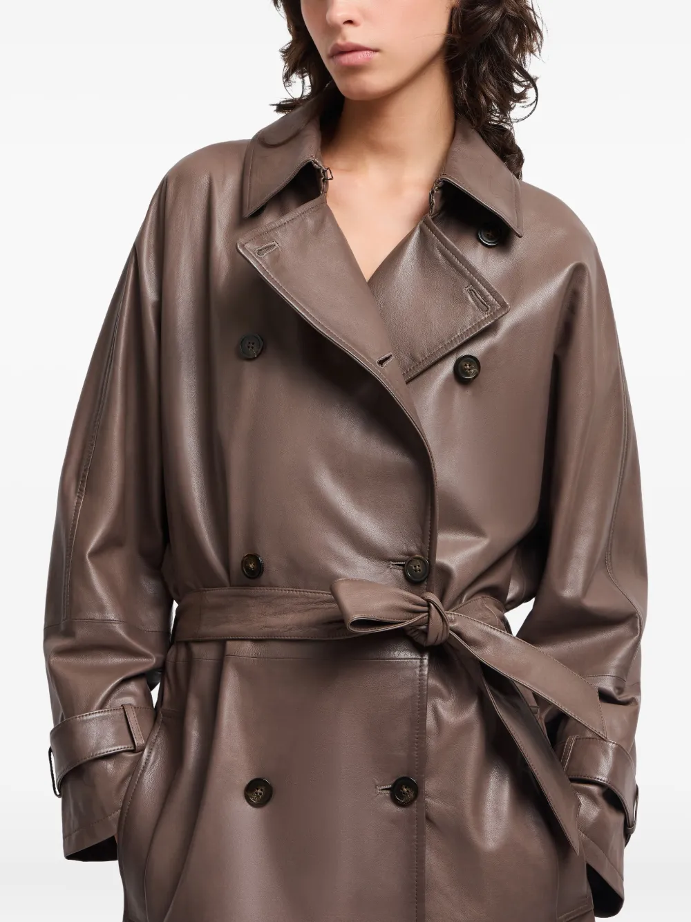 Emporio Armani Stylish Raincoat Featuring Belted Waist In Brown